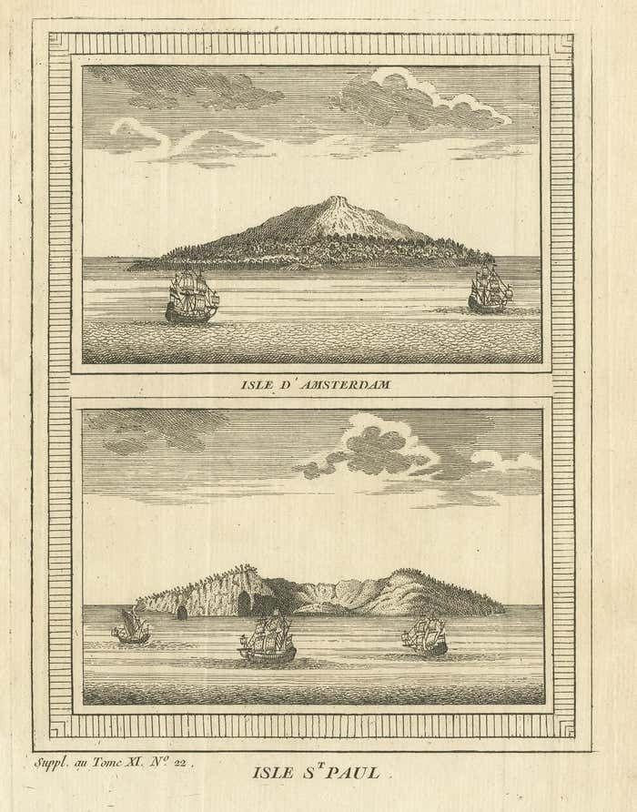 Antique Print Of Amsterdam And St. Paul Island By Bellin '1753' photo Art
