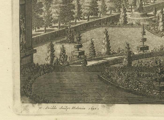 The Ekolsund Castle And Gardens In Sweden In Swidde's 1695 Engraving photo for sale