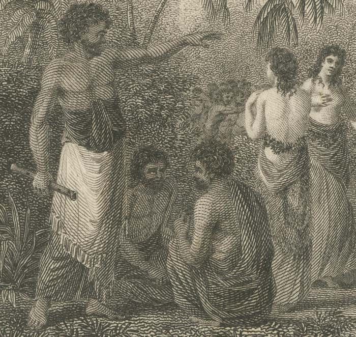 Rhythms Of The Pacific: A Communal Dance In Tonga, Engraving Published In 1812 photo for sale