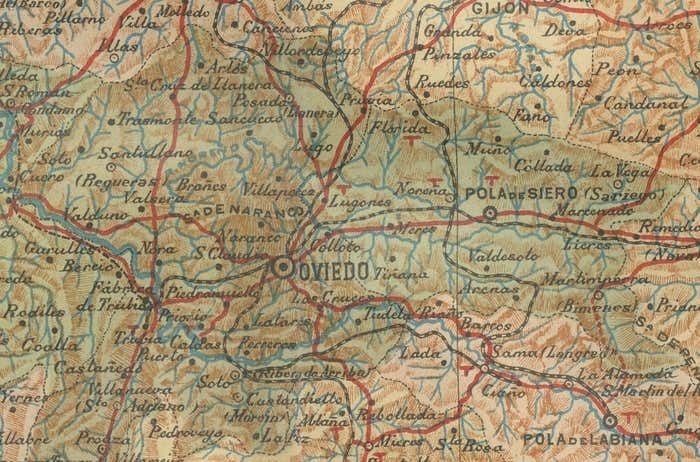 The Lay Of The Land: A 1901 Topographic Map Of Oviedo, Asturias photo Art