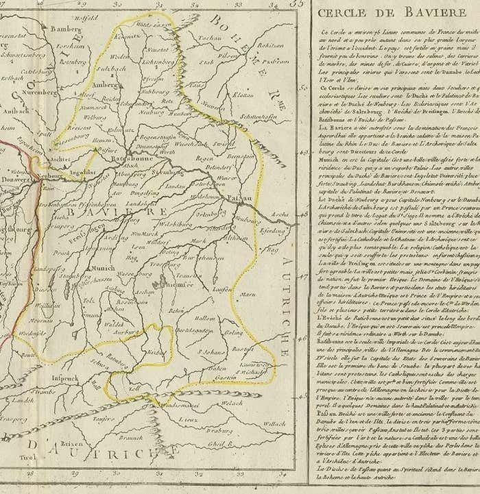 Antique Map Of Swabia By Clouet, '1787' photo Art