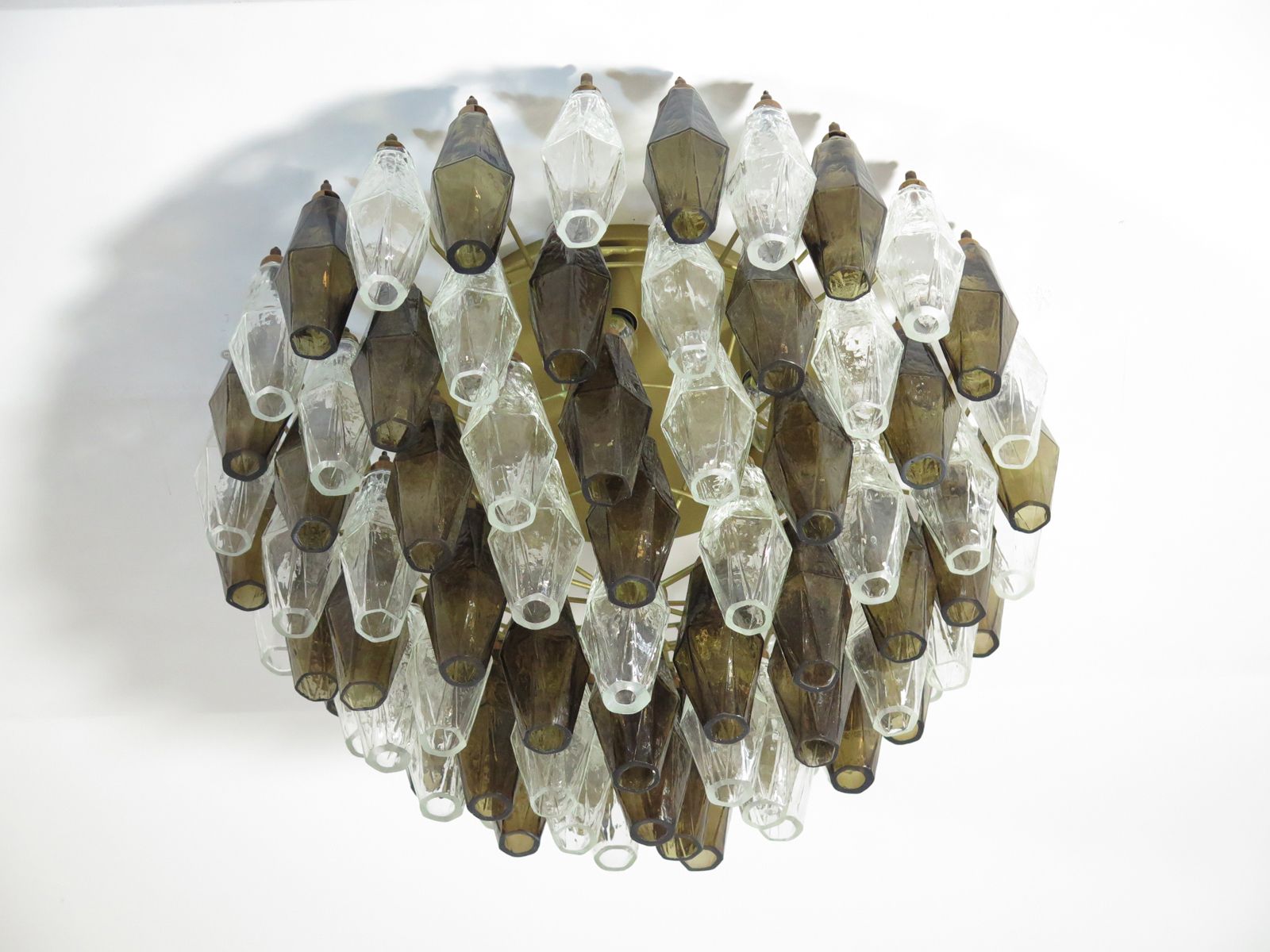 Elegant Murano Poliedri Ceiling Light   Carlo Scarpa   Trasparent And Smoked Glasses photo 1560.0