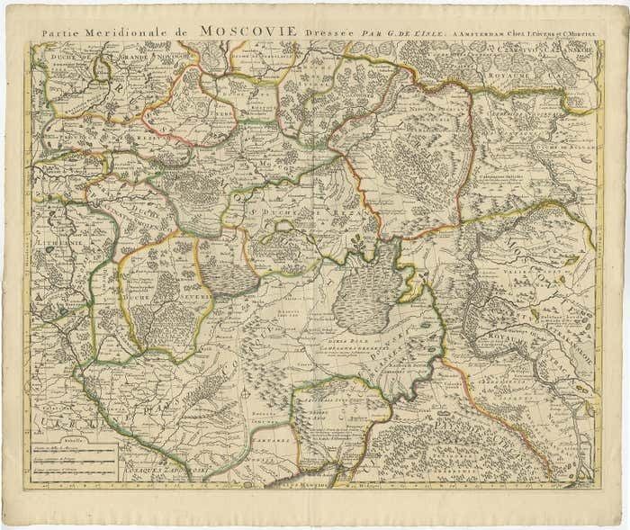 Antique Map Of Western Russia By Covens & Mortier, 1740 photo for sale