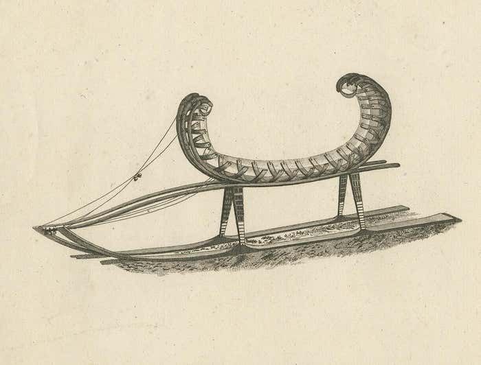 Antique Print Of A Kamchatka Sleigh By Cook, 1803 photo for sale