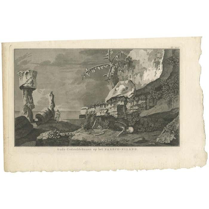 Antique Print Of Easter Island By Cook, 1803 photo furniture