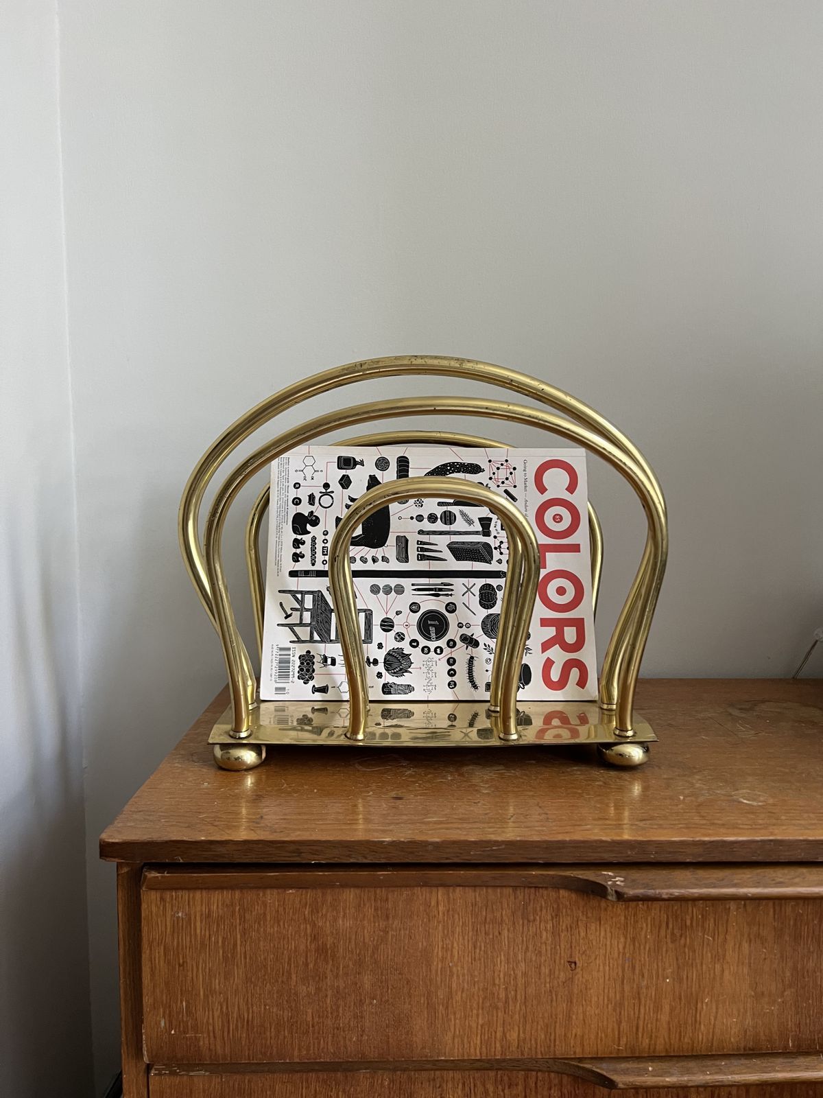 Mid Century Brass 1960s Magazine Rack photo for sale