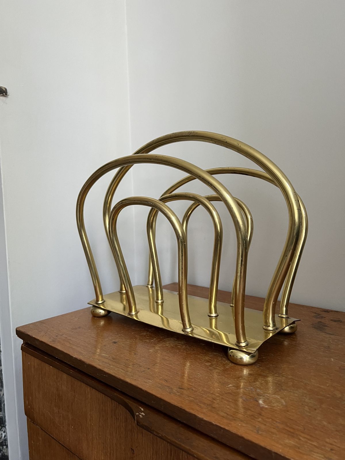 Mid Century Brass 1960s Magazine Rack photo Home Decor