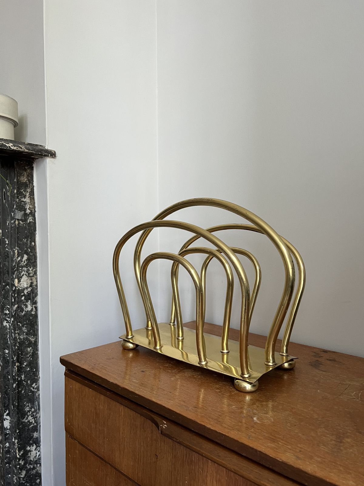 Mid Century Brass 1960s Magazine Rack photo vinterior