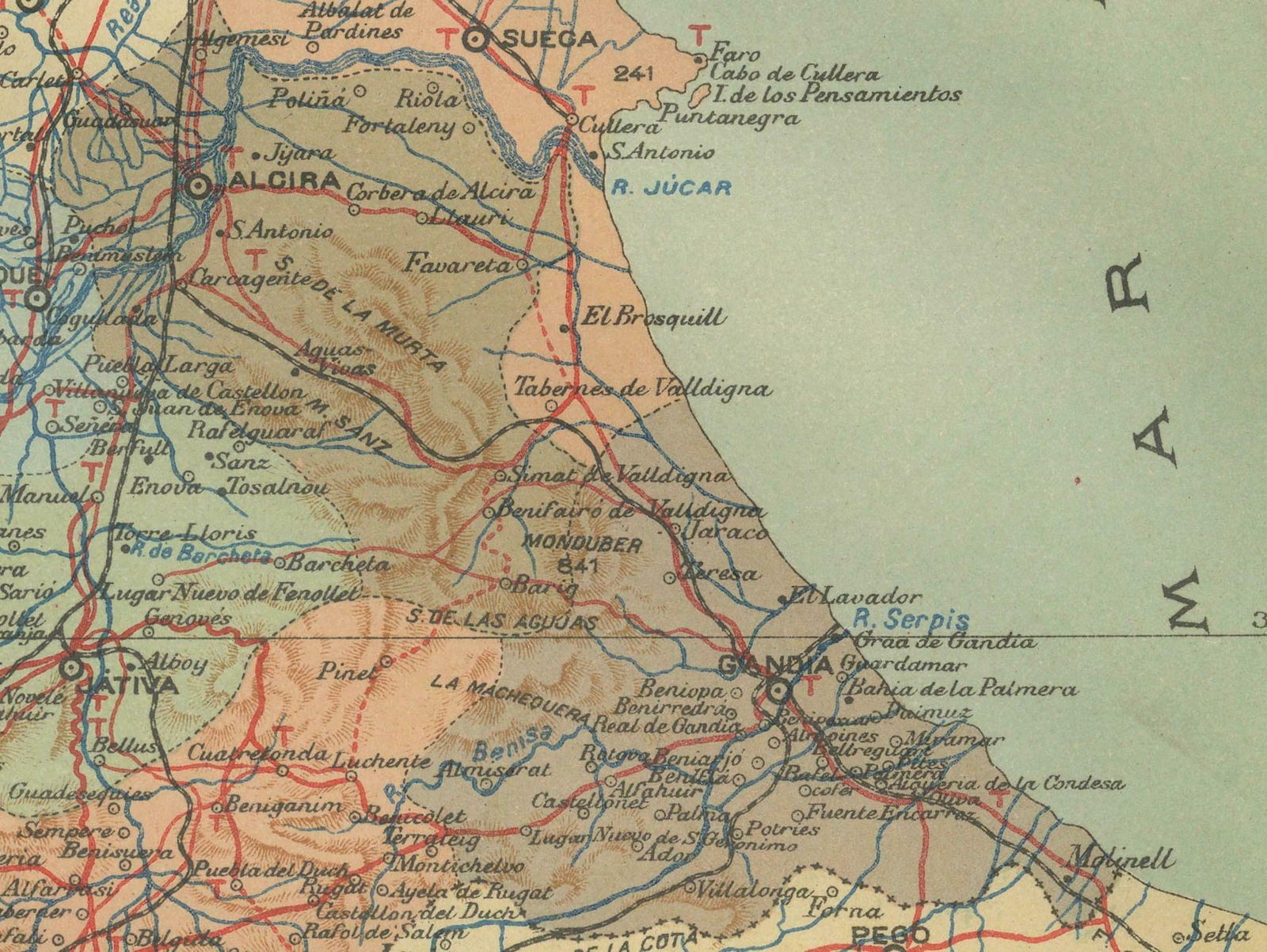 Topographical And Infrastructure Map Of The Province Of Valencia, 1901 photo for sale