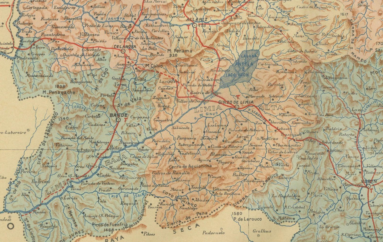 Orense In Depth: A 1902 Topographical Map Of Galicia's Mountainous Province photo for sale