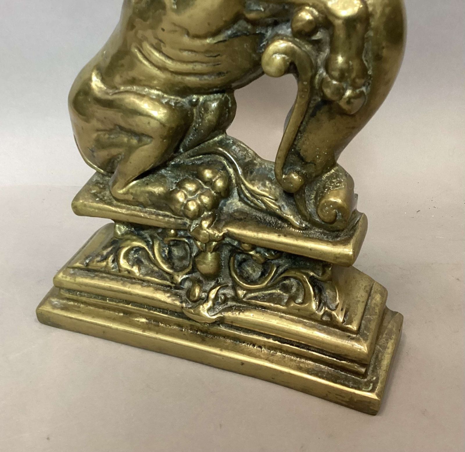 Rare C19th Pair Of Brass Lion Doorstops / Door Porters photo buy