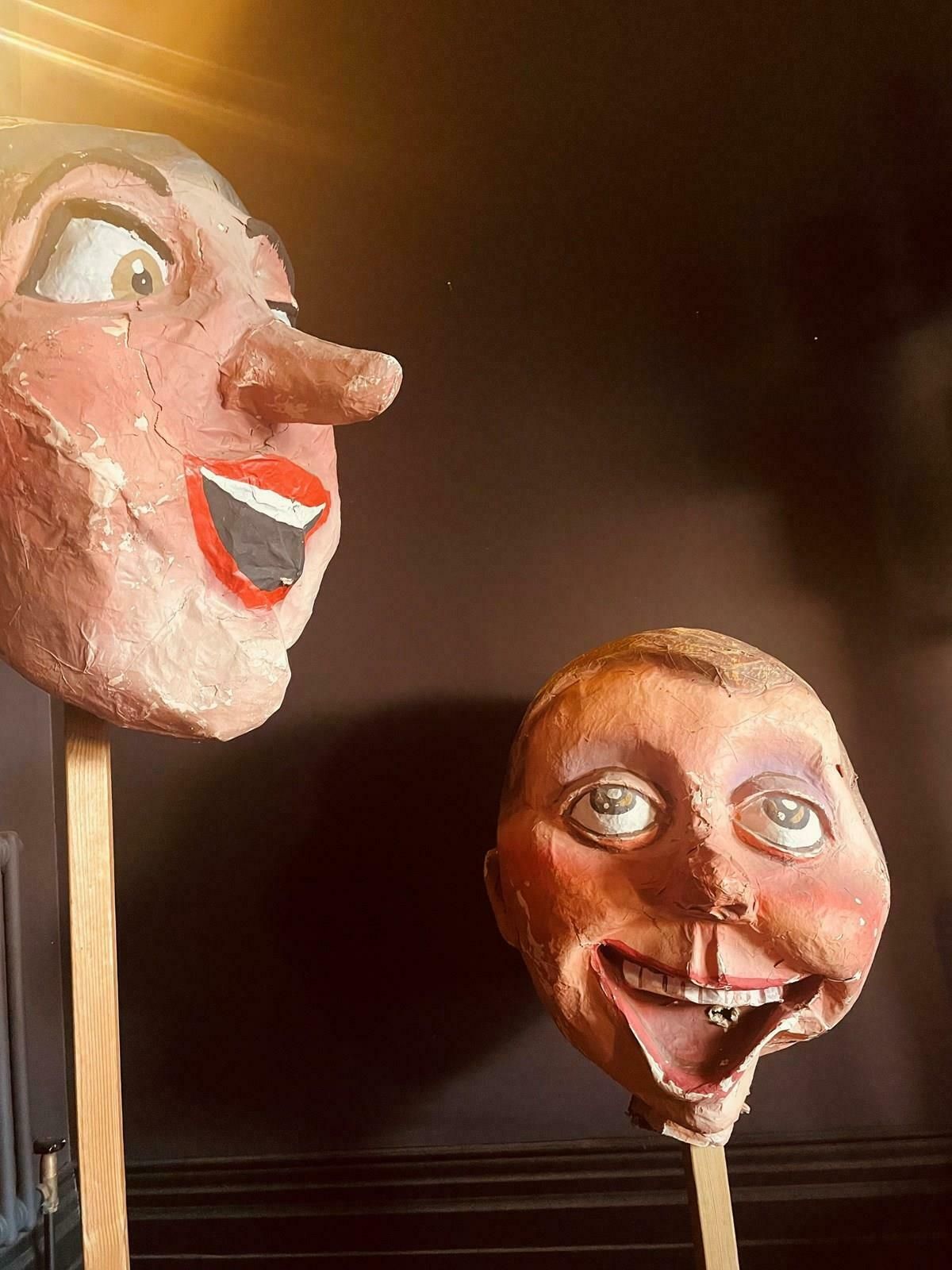 2 Of 2 Rare Belgian Papier Mache Fairground Heads photo vinterior