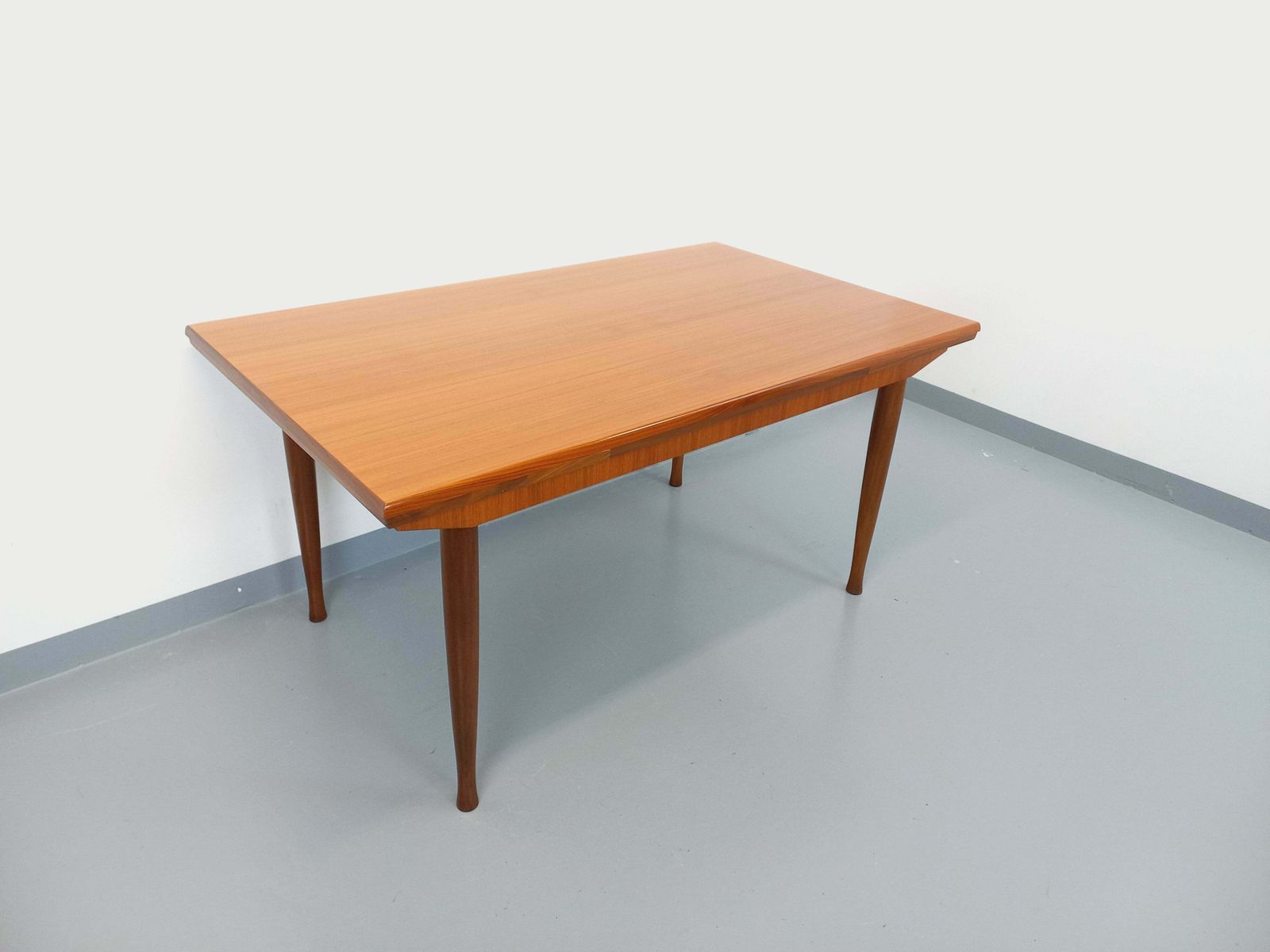 Scandinavian Rectangular Table With Round Teak Legs photo furniture