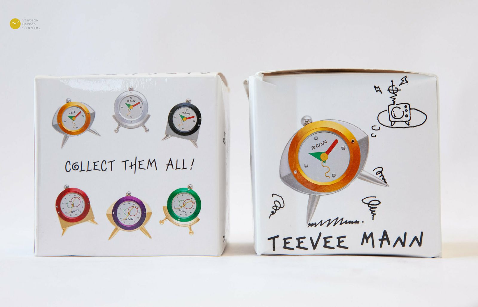 Home Decor Nos! 2can Clockboy Postmodern Desk Table Alarm Clock Memphis Sottsass Style Pop Yellow New In Box photo