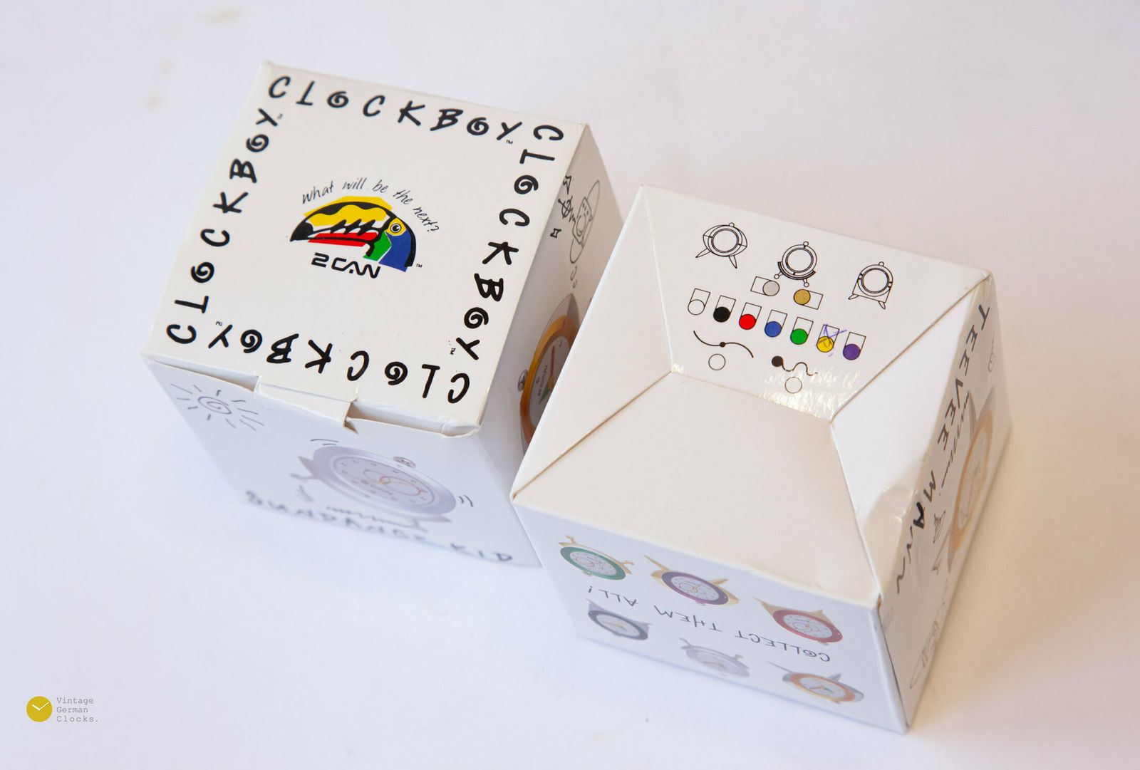 137.0 Nos! 2can Clockboy Postmodern Desk Table Alarm Clock Memphis Sottsass Style Pop Yellow New In Box photo