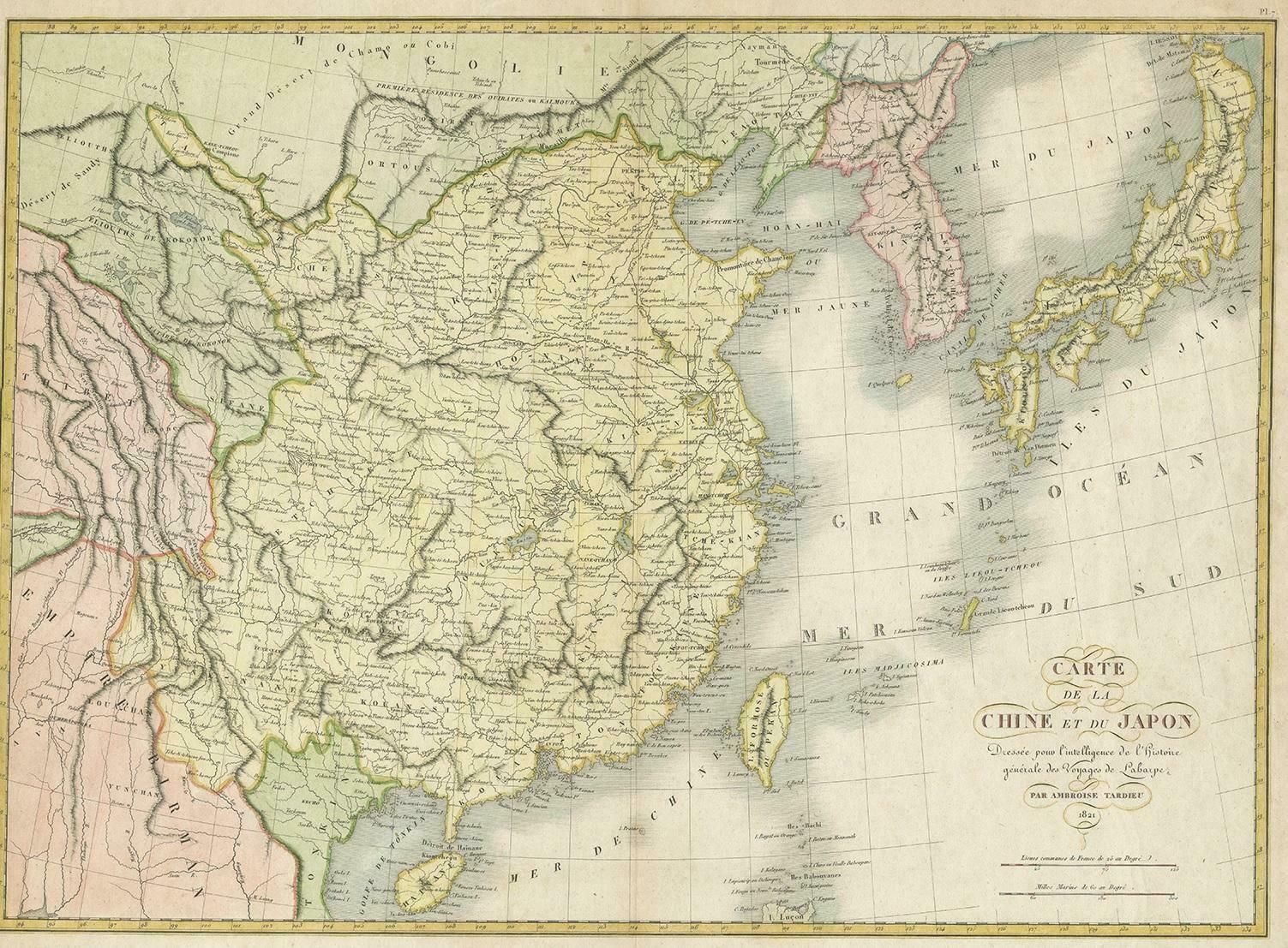 Antique Map Of China And Japan By Tardieu, 1821 photo furniture