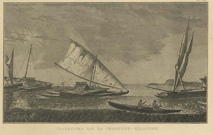 Antique Print Of Various Vessels Of The Friendly Islands By Cook, 1803 photo furniture
