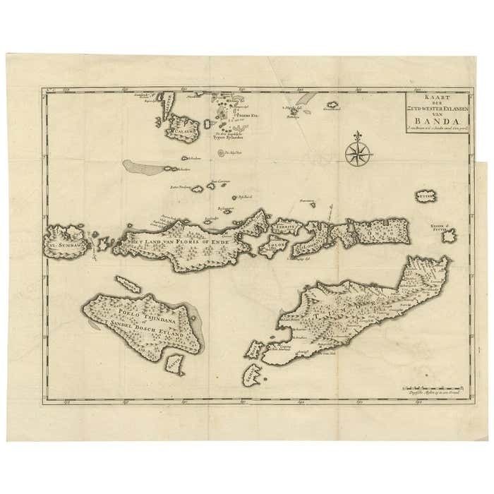 Antique Map Of The Banda Islands In Indonesia By Valentijn, 1726 photo furniture
