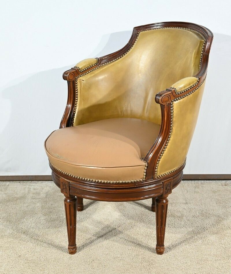 Beech Swivel Office Armchair, Louis XVI Style – Late 19th Century photo vintage
