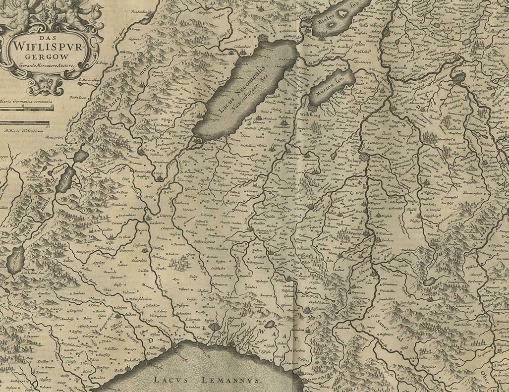 Antique Map Of The Region Of Lake Geneva By Janssonius '1657' photo for sale