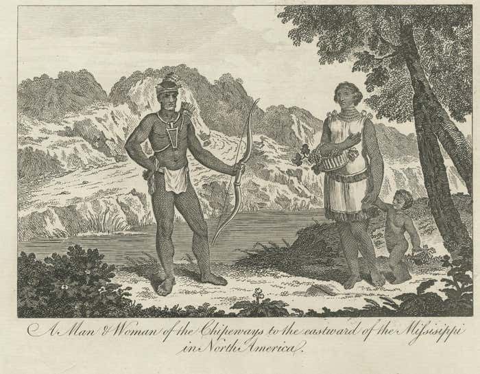 Engraved Representations Of North American Tribes Around The Mississippi, 1787 photo vintage