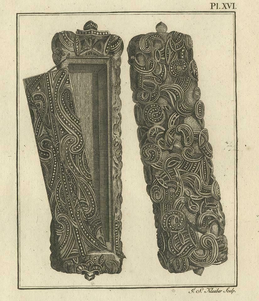 Antique Print Of A Wooden Box From New Zealand By Cook, 1803 photo for sale