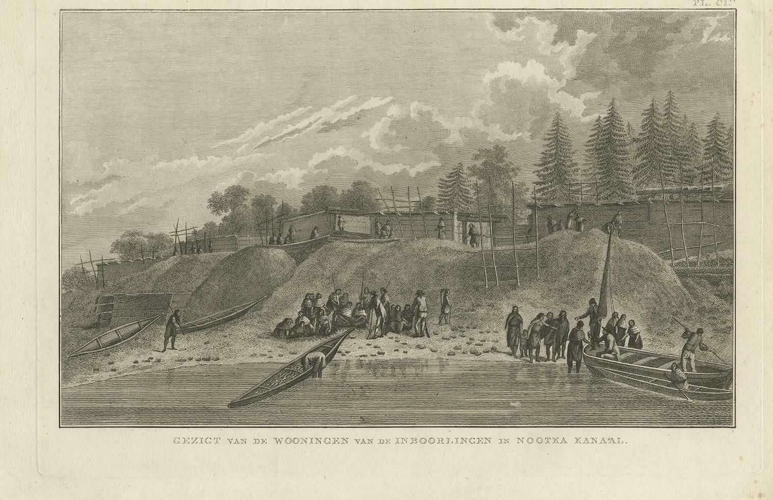 Antique Print Of Houses In Nootka Channel By Cook, 1803 photo furniture