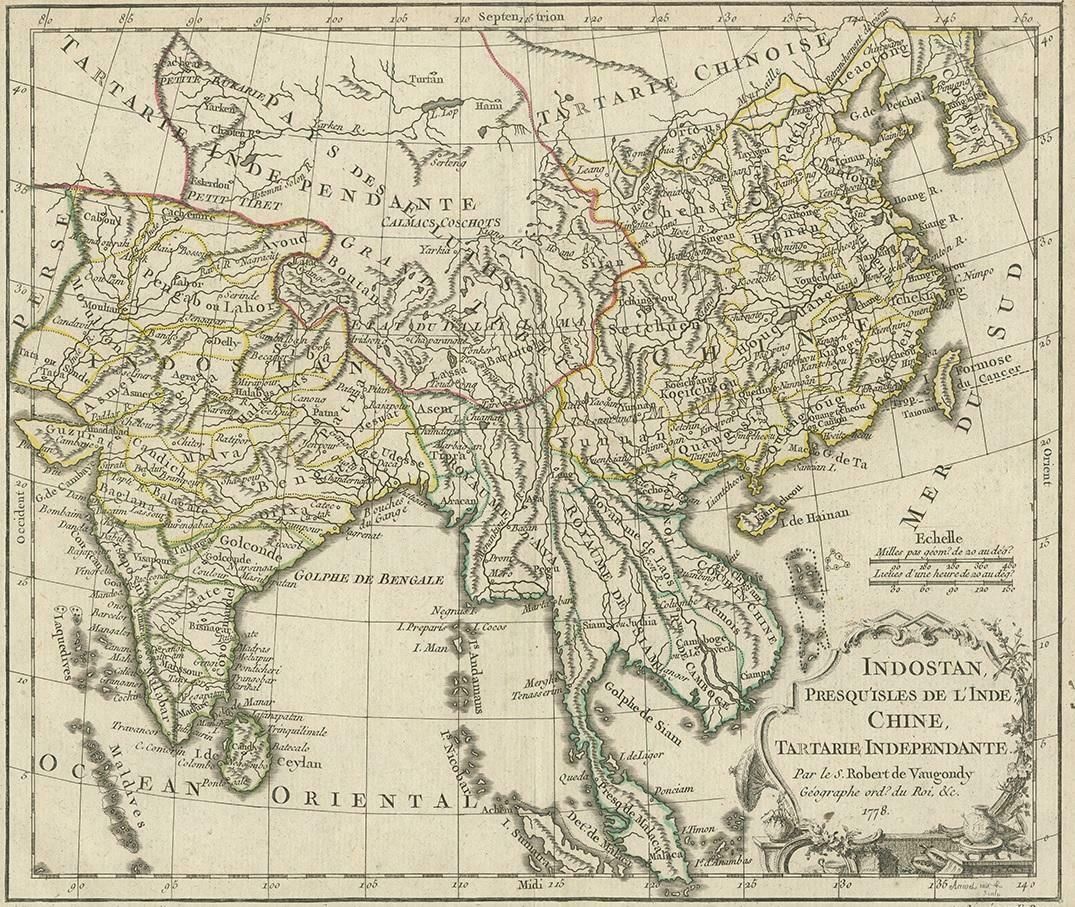 Antique Map Of Asia By Dussy, 1778 photo for sale