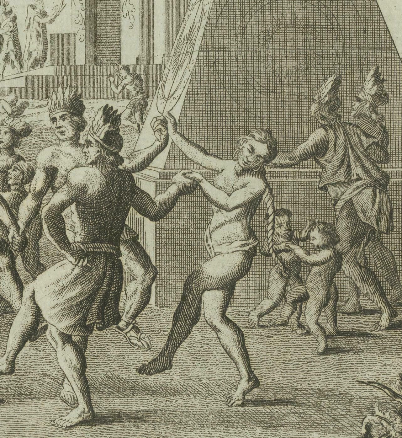 Old Engraving Of Mexican Festivities And Rituals In The Age Of Discovery, 1794 photo for sale