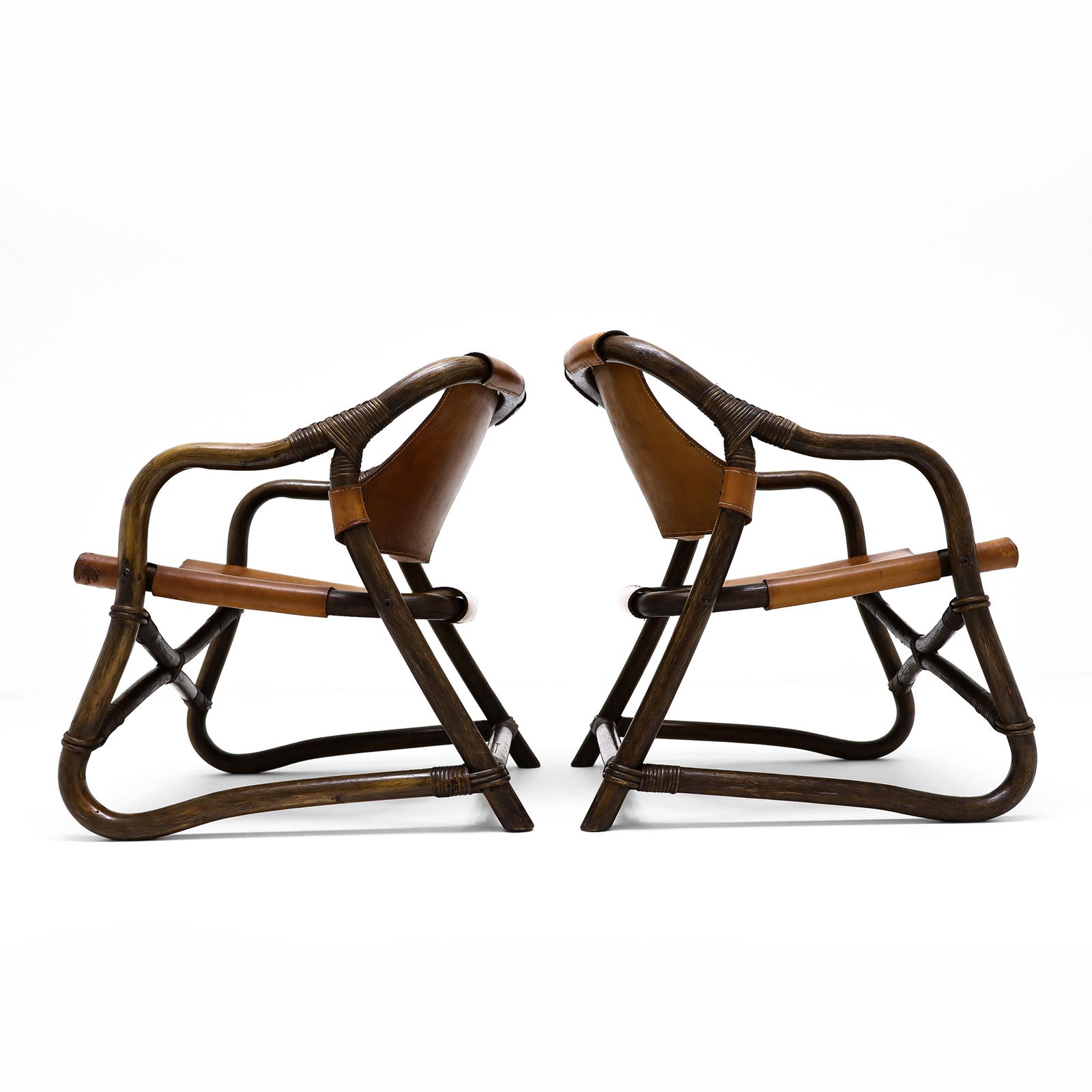 photo furniture A Pair Of Vintage Sheepskin And Leather And Cane Easy Chairs Attributed To Rohe Noordwolde