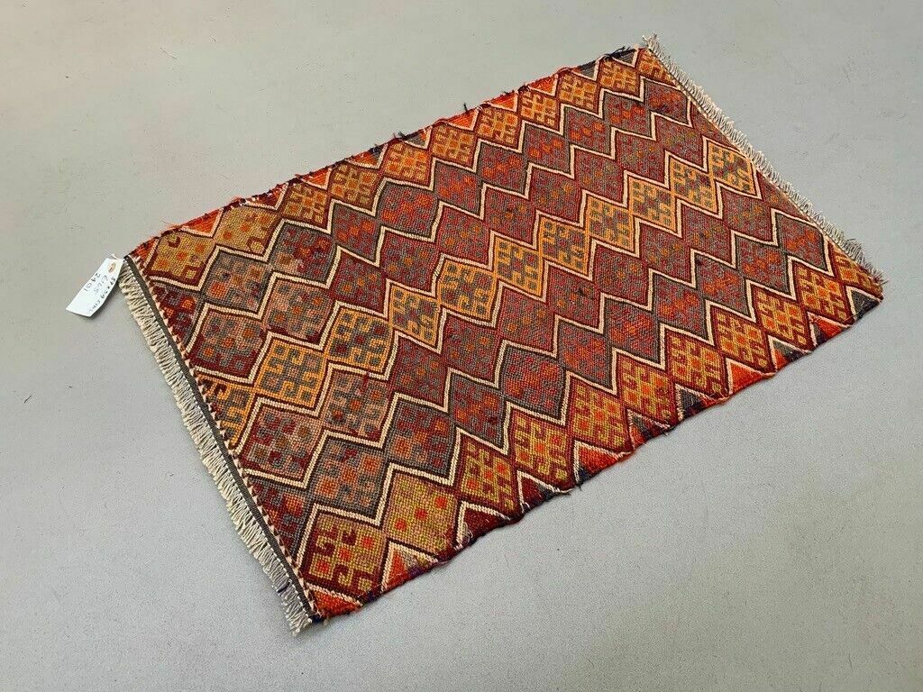 Vintage Turkish Mini Kilim 87x54 Cm Wool Small Kelim Runner, Shabby Chic photo for sale