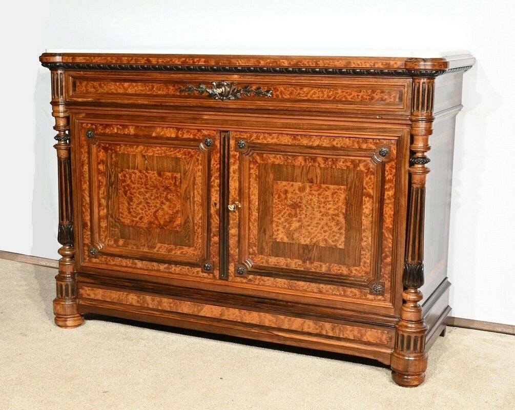 Commode Buffet In Amboyna Burl And Rosewood, Louis XVI Style – 2nd Part 19th photo for sale