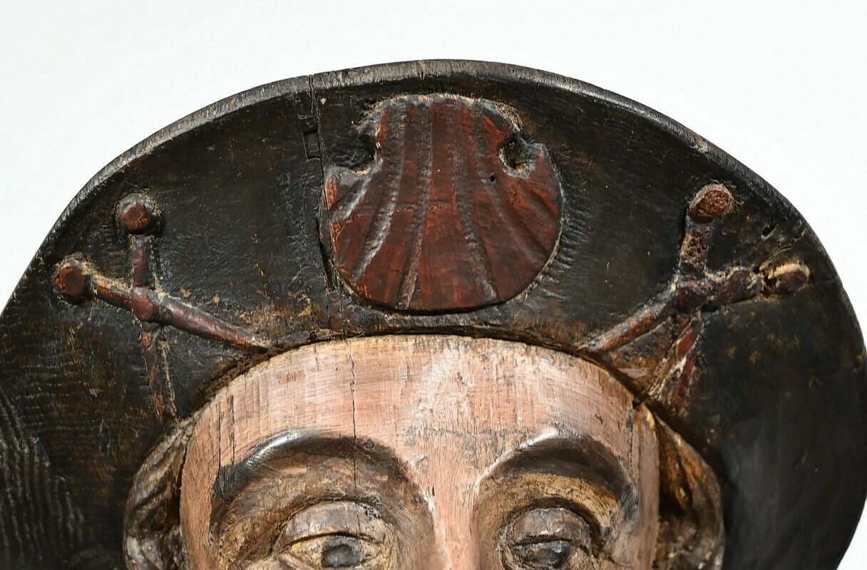 photo for sale Important Sculpture Of Saint James In Polychromed Oak – 18th Century