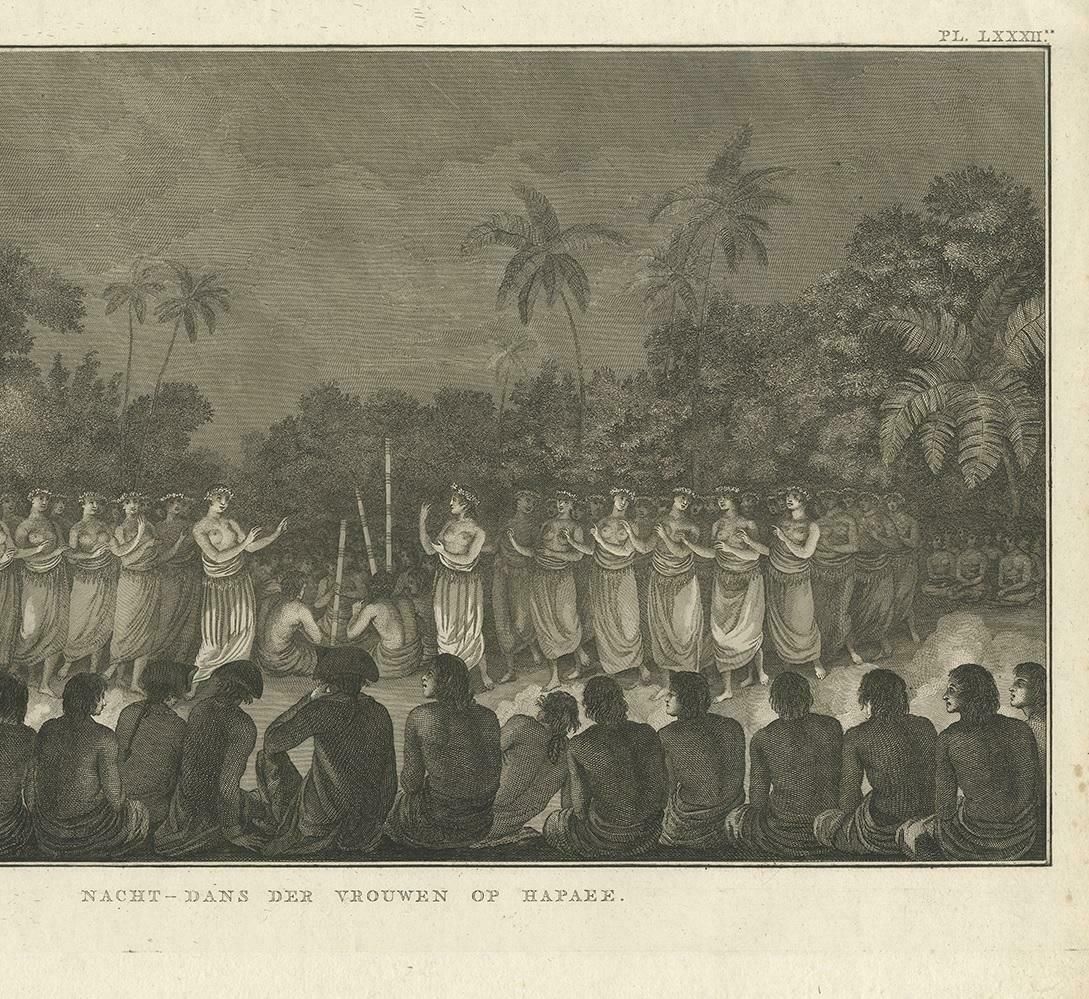 Antique Print Of A Night Dance By Women From Hapaee By Cook, 1803 photo for sale