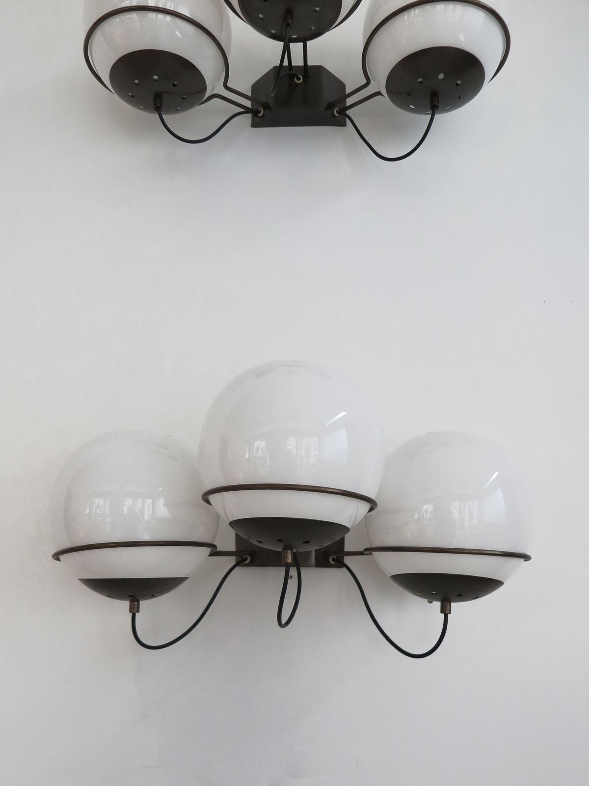 photo vinterior Italian Candle Metal Glass Sconces Wall Lights Set Of Two, 1960s