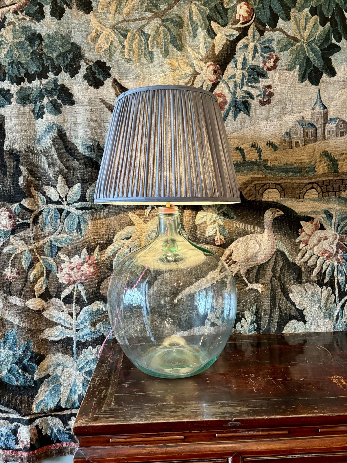 Wonderful Large Glass Carboy Lamp With Pooky Shade
