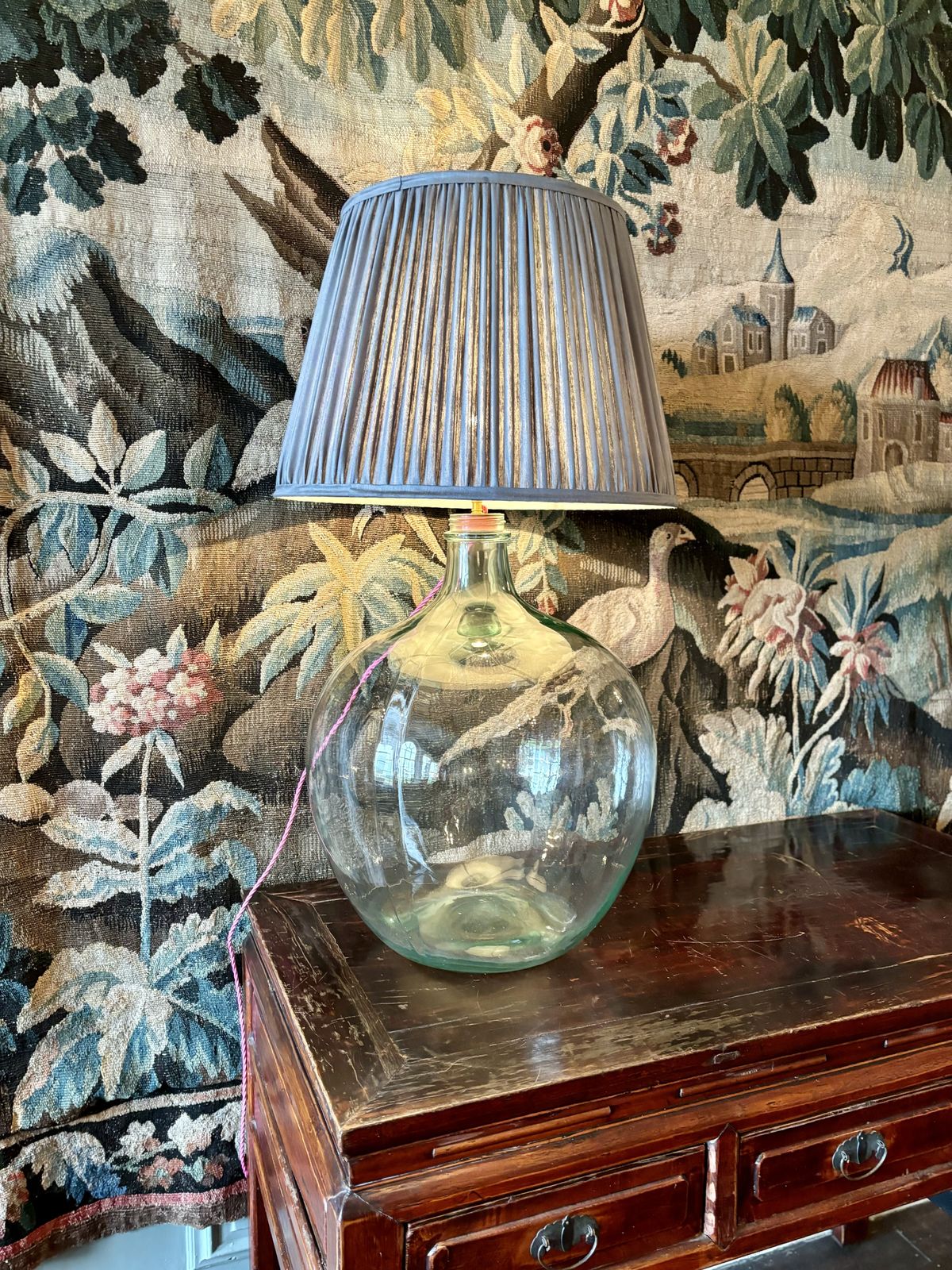 Wonderful Large Glass Carboy Lamp With Pooky Shade photo furniture