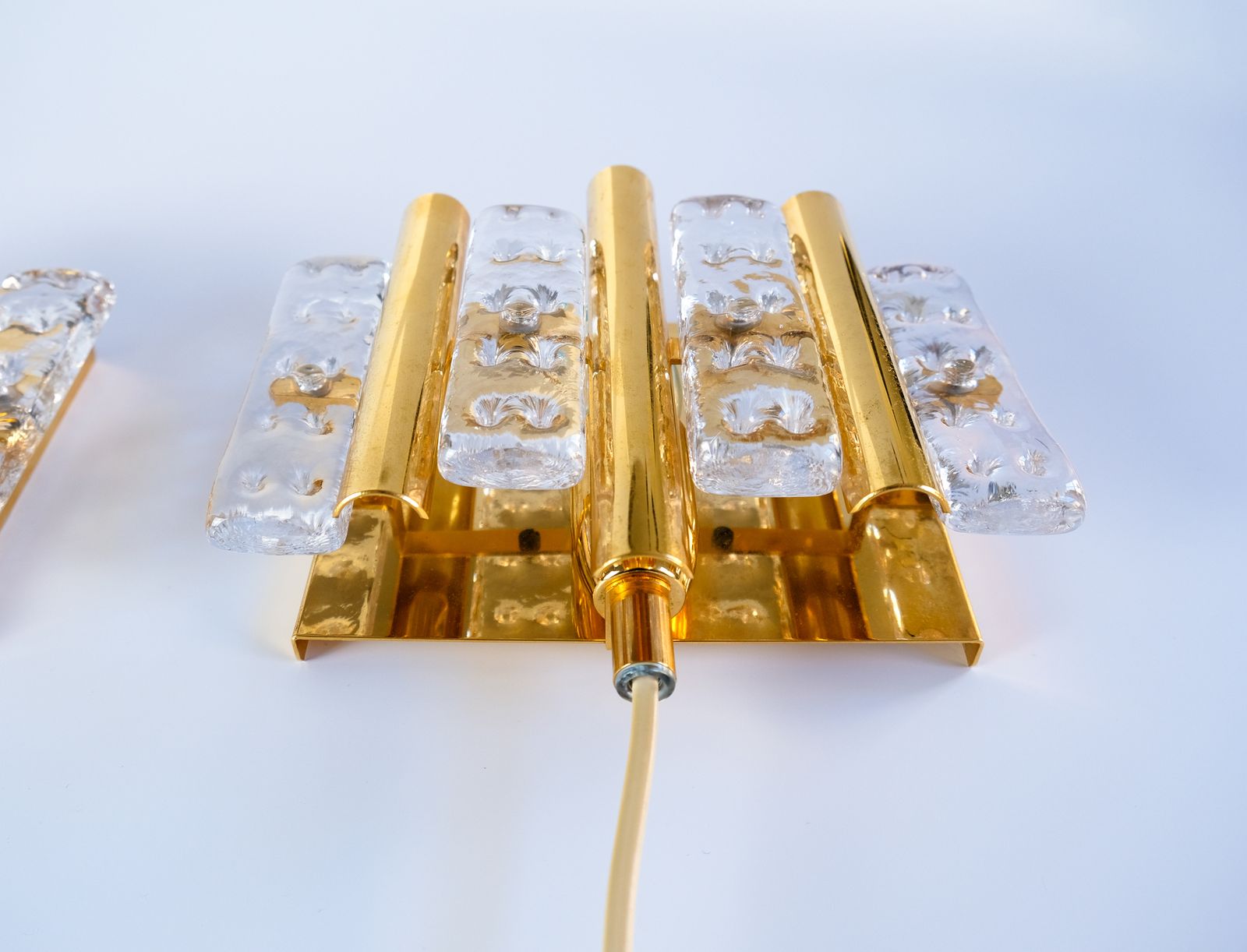 Pair Of Mid Century Carl Fagerlund Wall Lights For Orrefors, Sweden C.1960s photo vinterior