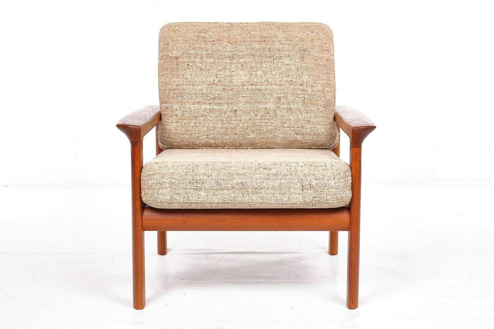 Easy Chair, Teakwood, Komford, Vintage, Wool Mid Century