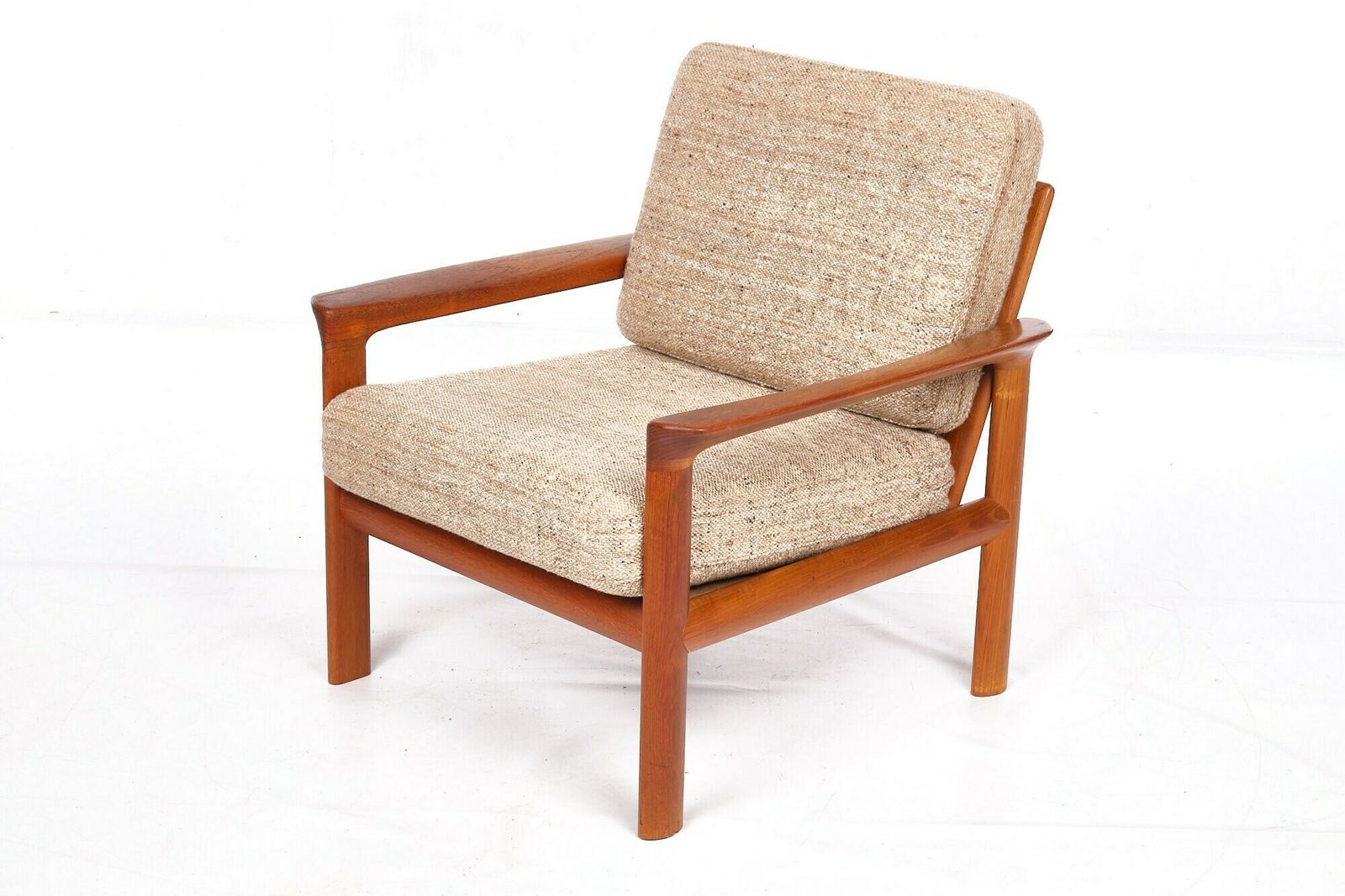 Easy Chair, Teakwood, Komford, Vintage, Wool Mid Century photo furniture