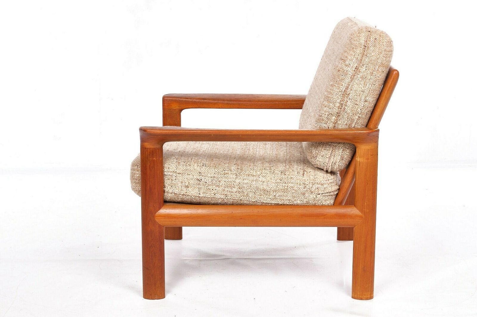 Easy Chair, Teakwood, Komford, Vintage, Wool Mid Century photo Furniture