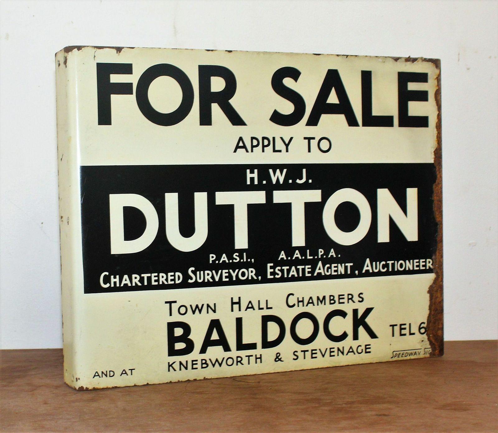 Dutton Estate Agents Double Sided Tin Sign Advertising Mancave Enamel Garage Metal Vintage Retro Kitchen Antique