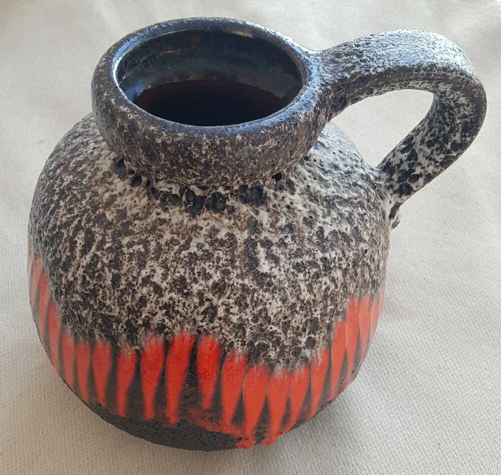 Mid Century Fat Lava Vase In Black And Red From Scheurich photo furniture