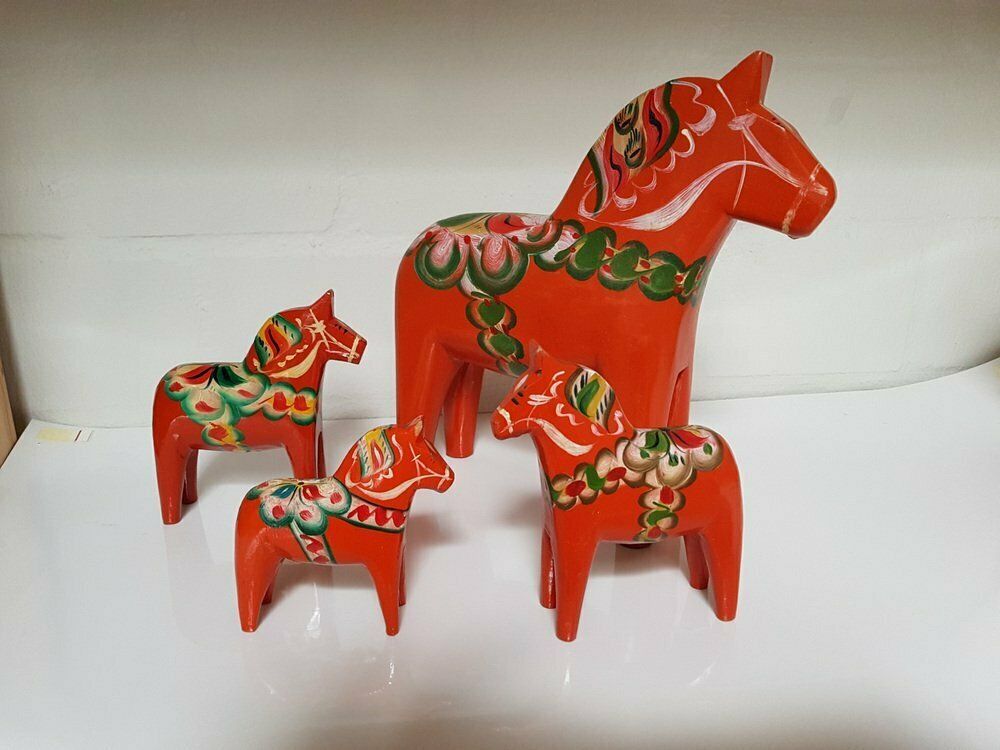 Swedish Dalarna Horses Made Of Wood 7th Century Set photo furniture
