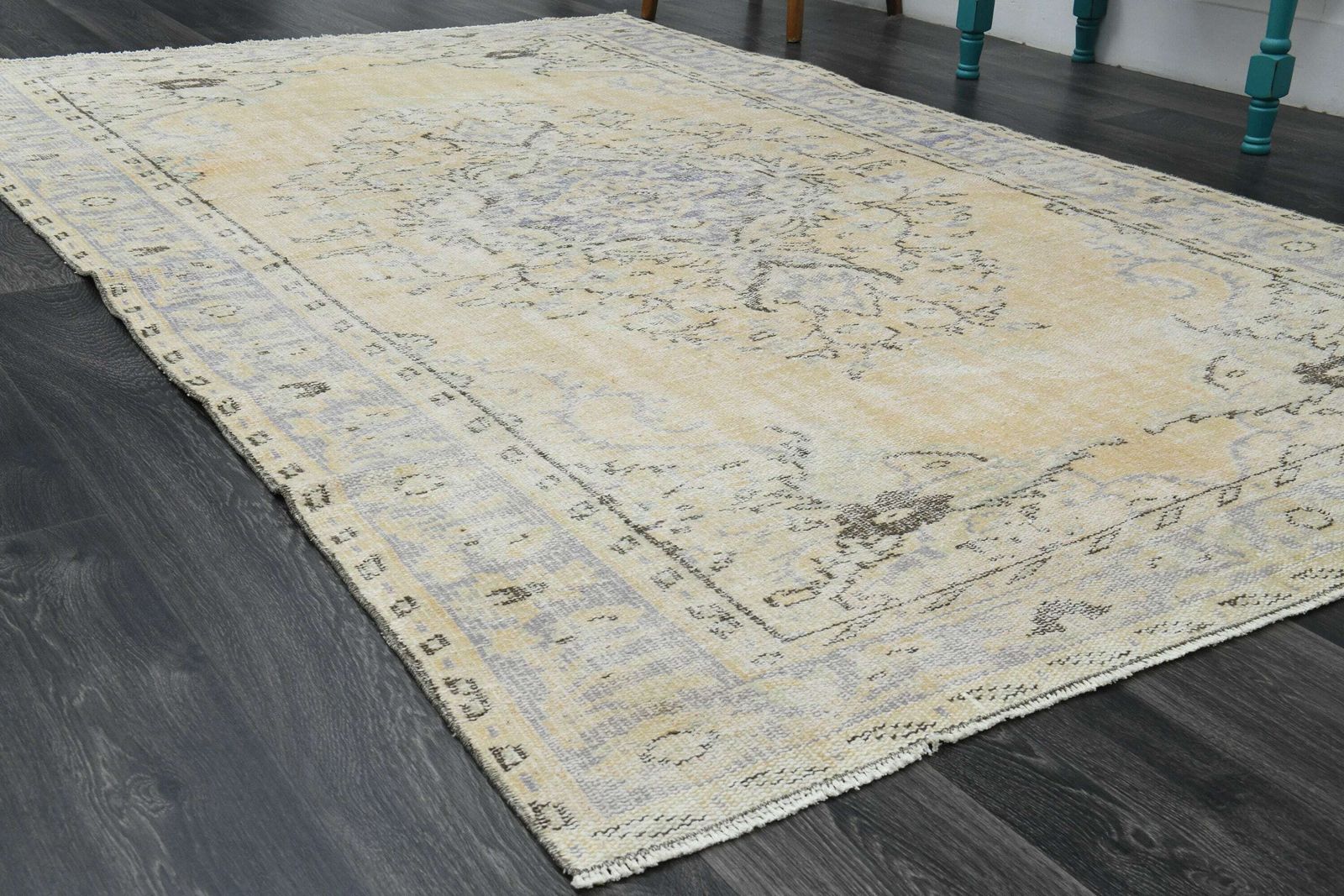 Turkish Rug Antique Rug Oushak Rug Home Decor Handmade Wool Rug Orange Blue Carpet Area Rug Neutral Rugs photo 565.0