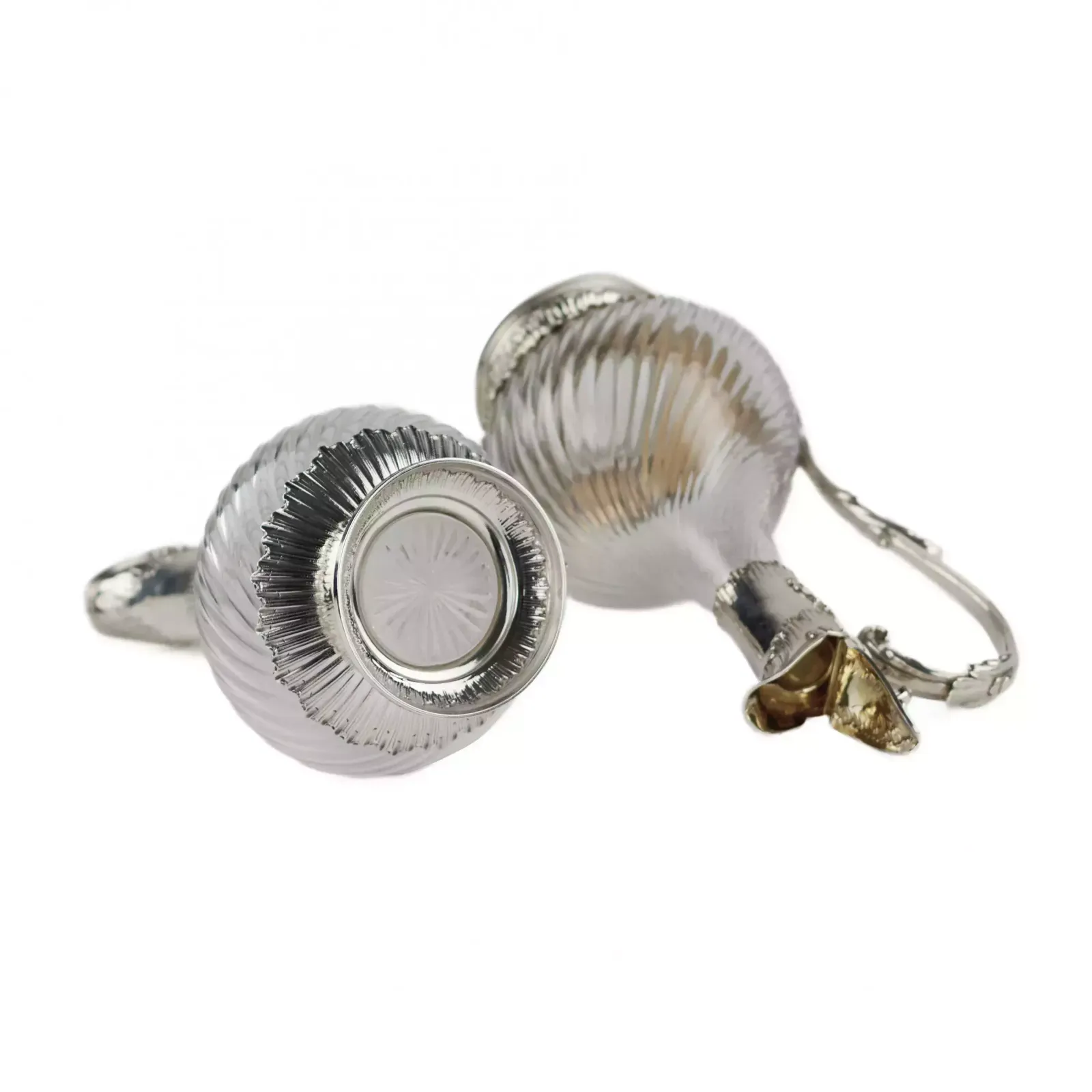 Pair Of French Spiral Glass Wine Jugs With Silver Late 19th Century photo furniture