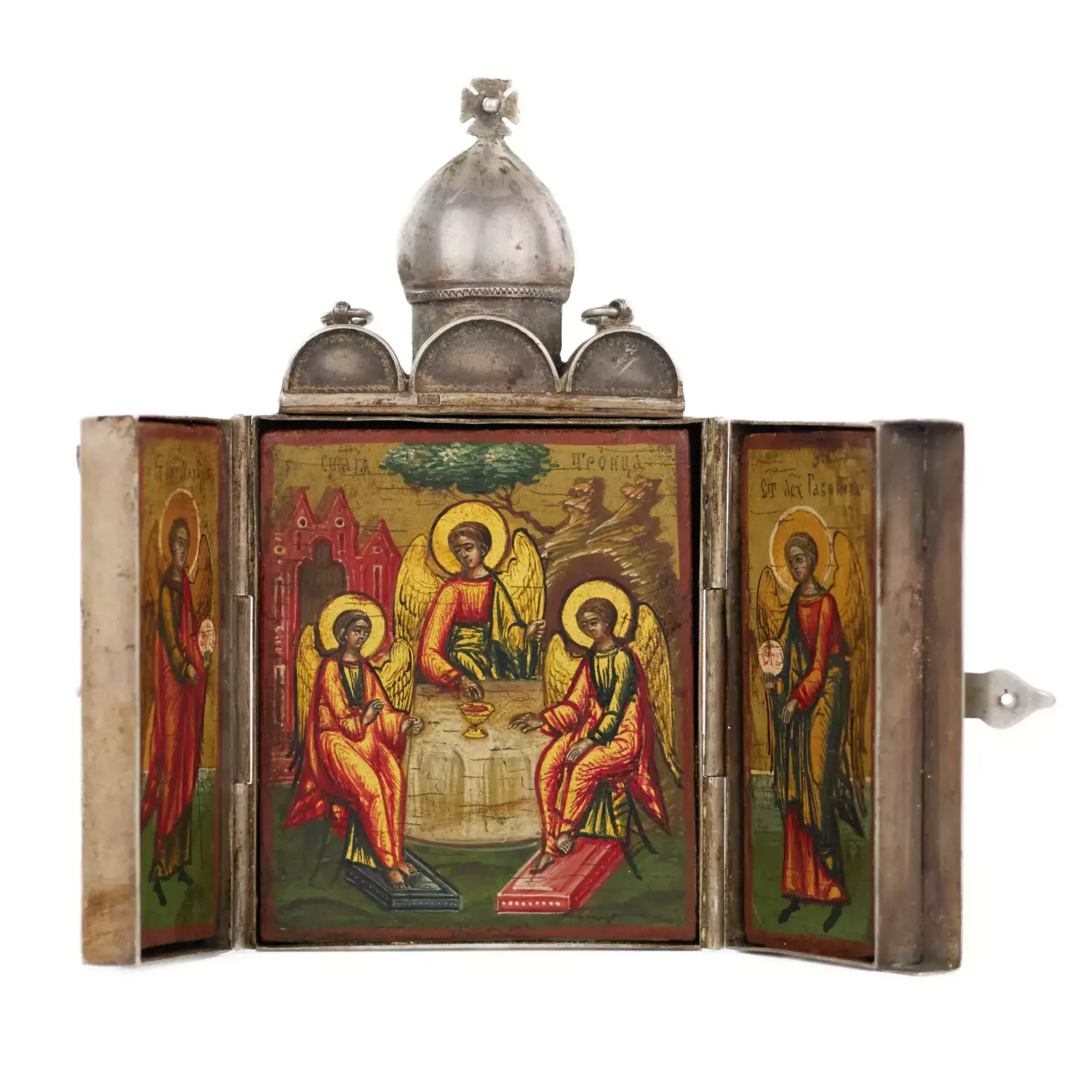 Three Leaf, Silver Folding In The Form Of A Temple. I.V.Zakharov. 1862 Moscow.