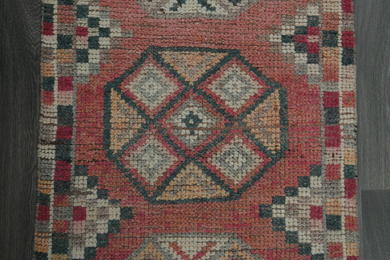 3x10 Pink Orange Rug, Turkish Rug, Vintage Rug, Oushak Rug, Wool, Handmade Rug, Kitchen Hallway Entryway Rug, Home Decor, Runner Rug photo for sale