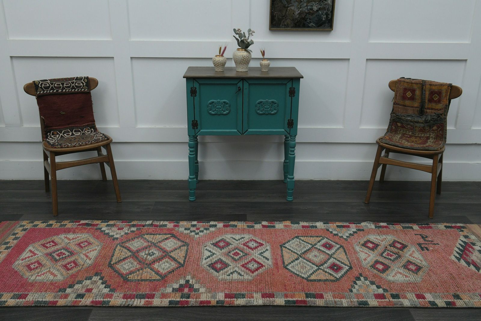 3x10 Pink Orange Rug, Turkish Rug, Vintage Rug, Oushak Rug, Wool, Handmade Rug, Kitchen Hallway Entryway Rug, Home Decor, Runner Rug photo 444.0