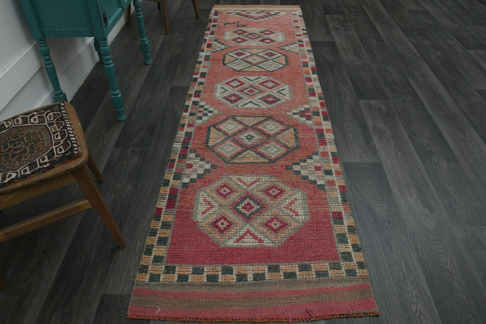 3x10 Pink Orange Rug, Turkish Rug, Vintage Rug, Oushak Rug, Wool, Handmade Rug, Kitchen Hallway Entryway Rug, Home Decor, Runner Rug photo buy